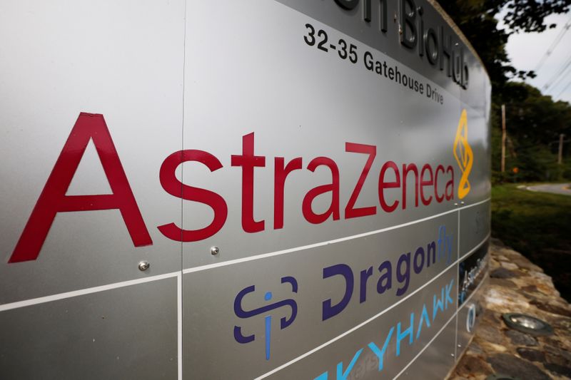 FILE PHOTO: A sign marks an AstraZeneca facility in Waltham