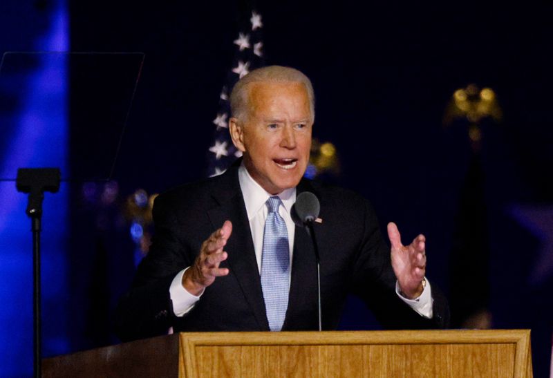 FILE PHOTO: Democratic 2020 U.S. presidential nominee Joe Biden speaks