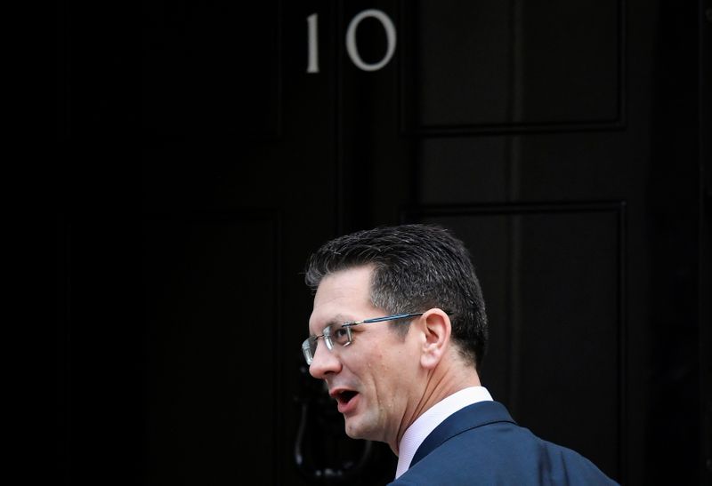Britain’s Conservative MP Steve Baker is seen outside Downing Street