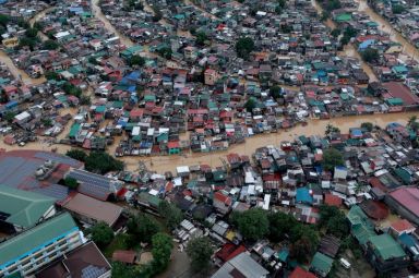 An aerial view of the flooding in Manila caused by