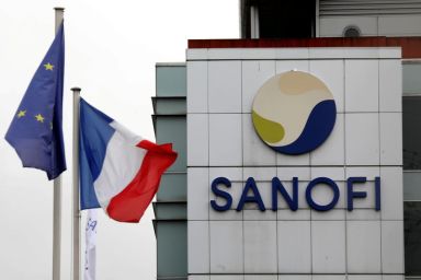 FILE PHOTO: The logo of Sanofi is seen at the