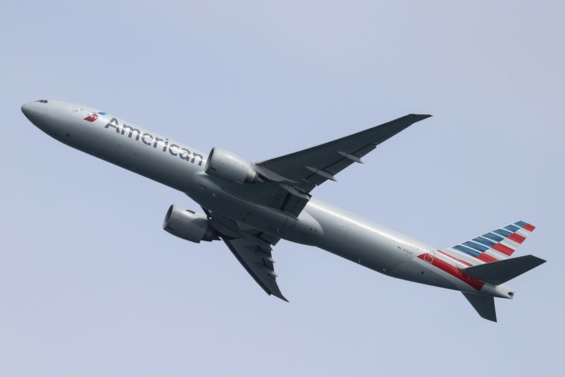 An American Airlines plane takes off from Sydney Airport in