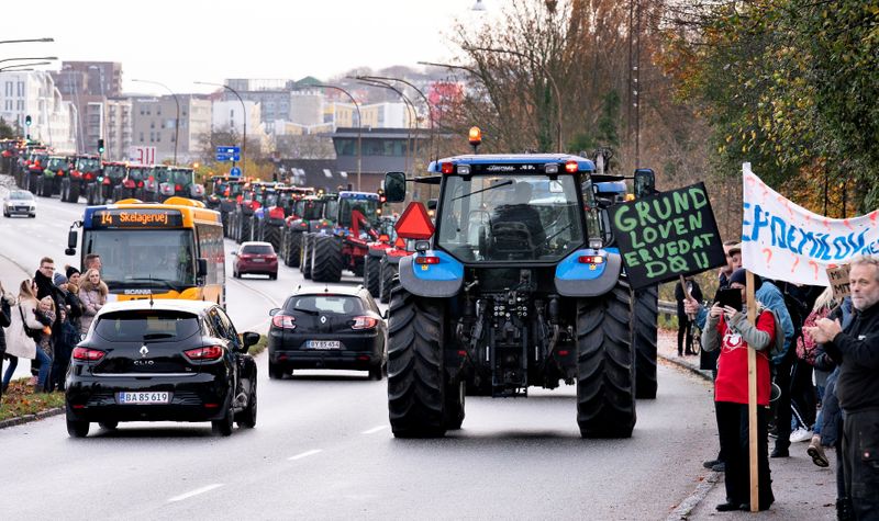 FILE PHOTO: Danish farmers protest in Aalborg