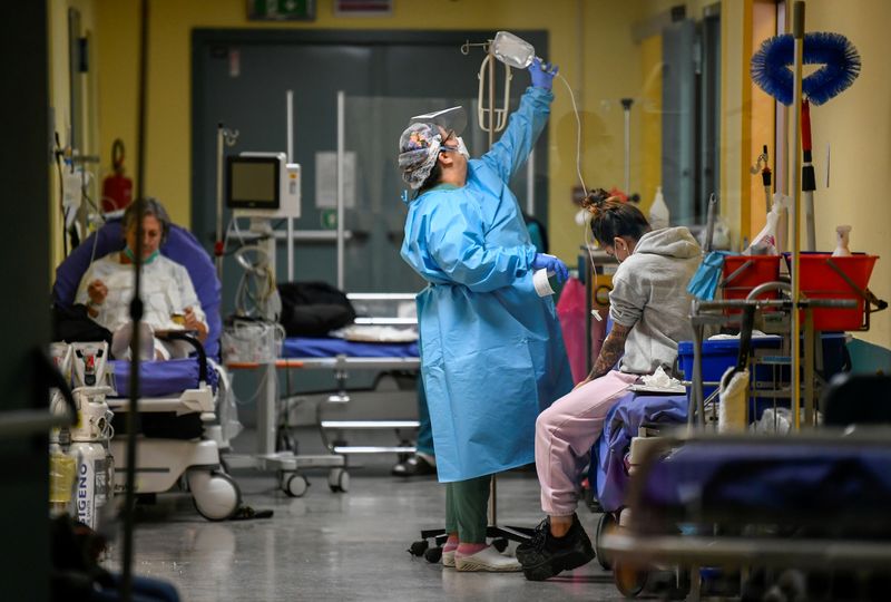 FILE PHOTO: Medical staff treat COVID patients in Italian hospital