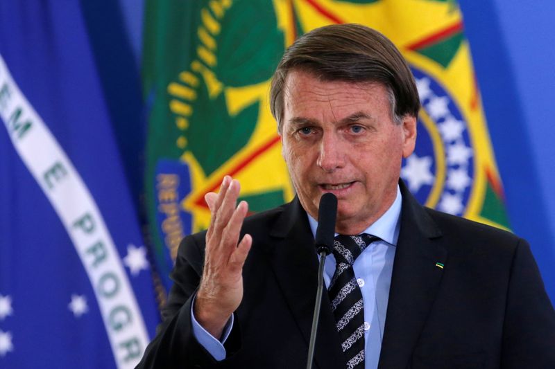 Brazil’s President Jair Bolsonaro attends a ceremony at the Planalto