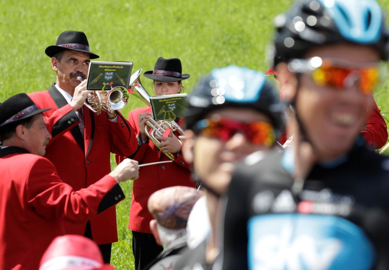 FILE PHOTO: A local brass band plays some tunes behind