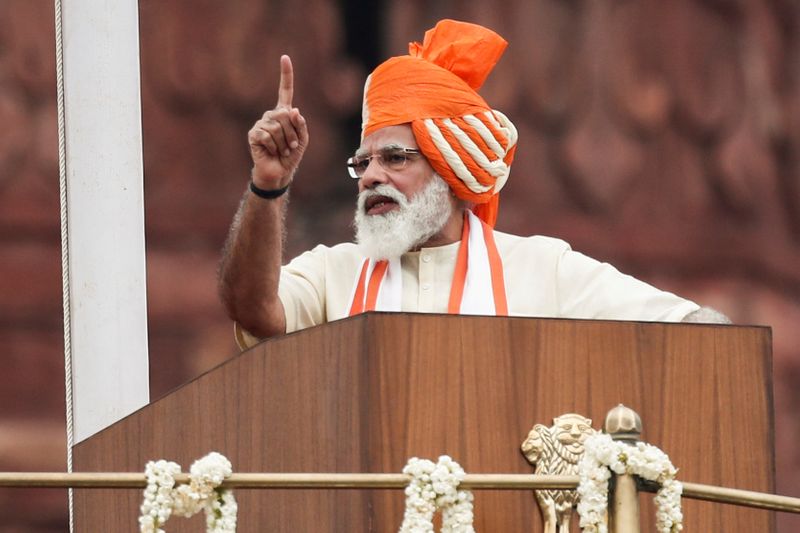 FILE PHOTO: Indian Prime Minister Narendra Modi addresses the nation