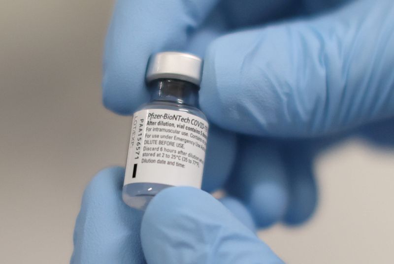 FILE PHOTO: A vial of the Pfizer/BioNTech COVID-19 vaccine is