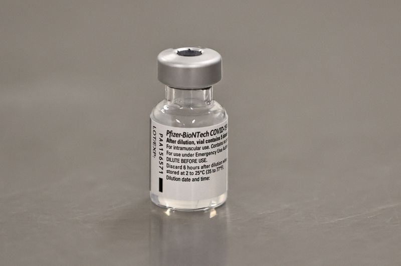 FILE PHOTO: A vial of the Pfizer/BioNTech COVID-19 vaccine is