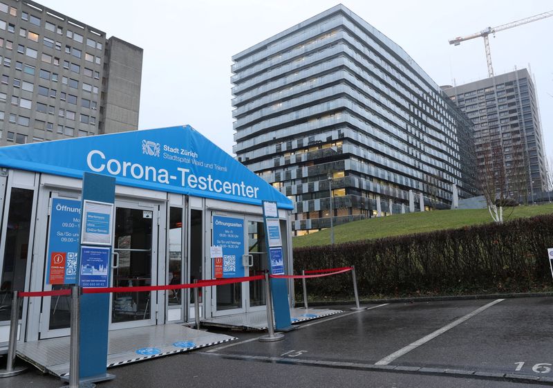 Novel coronavirus testing in front of Stadtspital Triemli hospital in