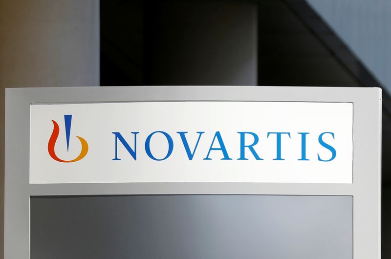 The logo of Swiss drugmaker Novartis is pictured at the