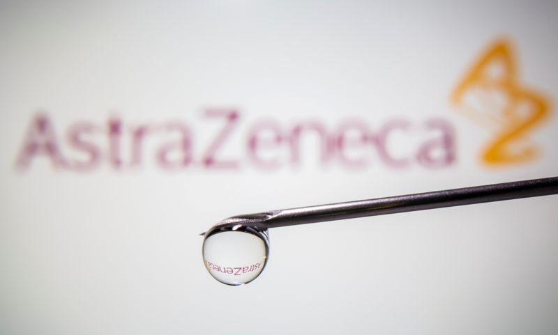 FILE PHOTO: AstraZeneca’s logo is reflected in a drop on
