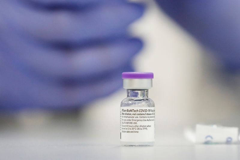 FILE PHOTO: A vial of the Pfizer vaccine against the