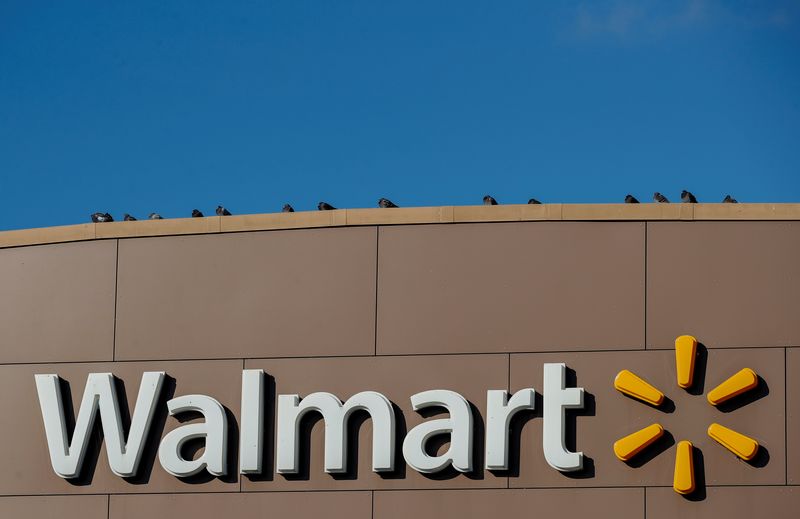 Walmart’s logo is seen outside one of the stores in