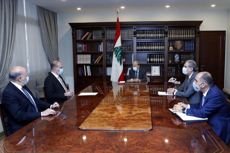 Lebanon’s caretaker health minister Hamad Hasan meets with Lebanon’s President