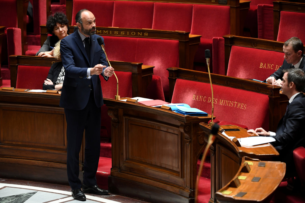 French Prime Minister Edouard Philippe speaks during a session of
