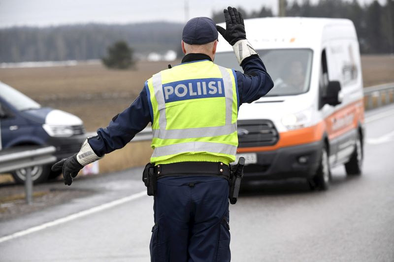 A roadblock in the Helsinki region to prevent the spread