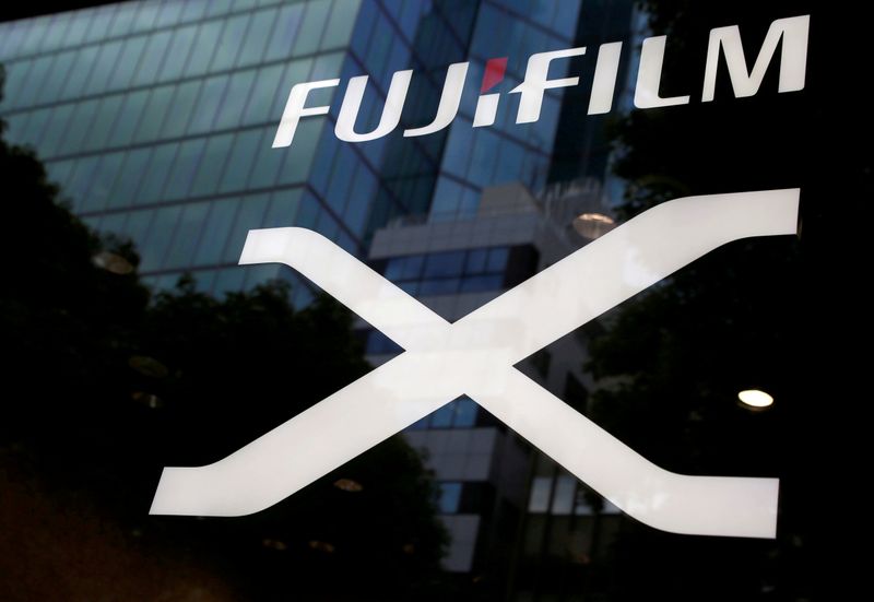 FILE PHOTO: Fujifilm’s company logo is seen at its exhibition