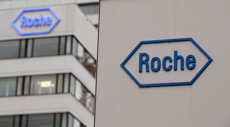 FILE PHOTO: Logo of Swiss drugmaker Roche is seen at