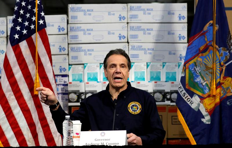 FILE PHOTO: New York Governor Andrew Cuomo speaks in front