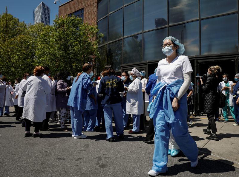 Healthcare workers gather for lunch purchased by members of the