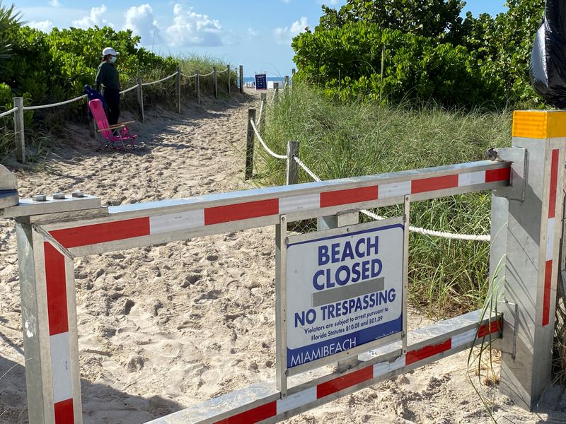 FILE PHOTO: South Florida beaches closed ahead of the Fourth