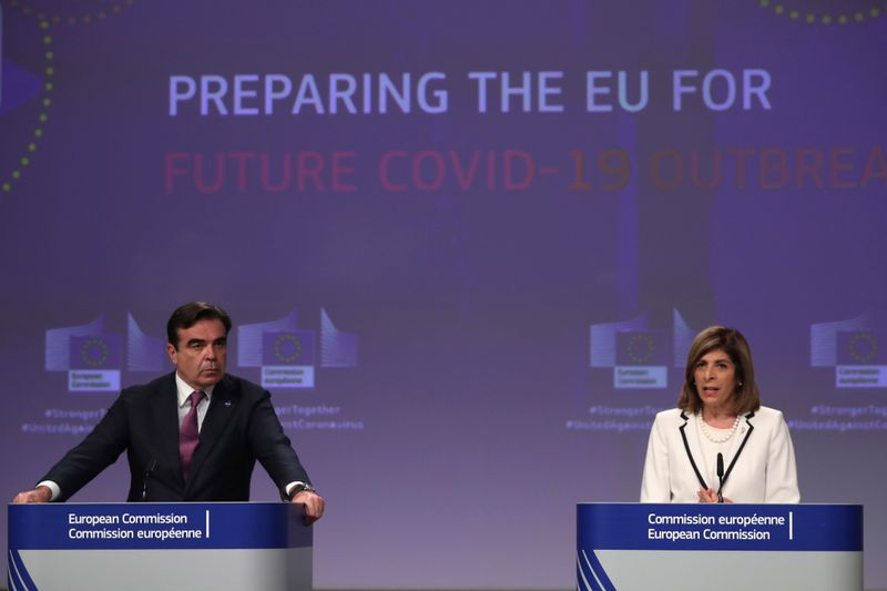 EU presents COVID-19 preparedness for possible resurge, in Brussels