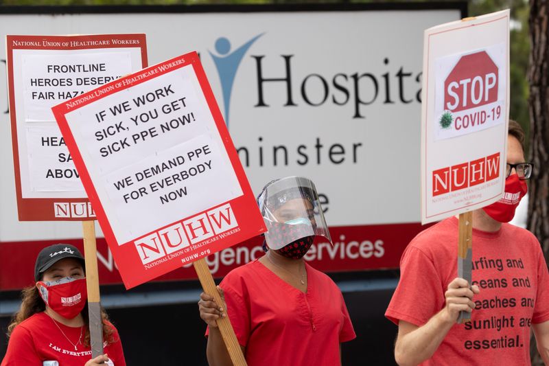 Long-term care hospital workers protest over patient and staff safety