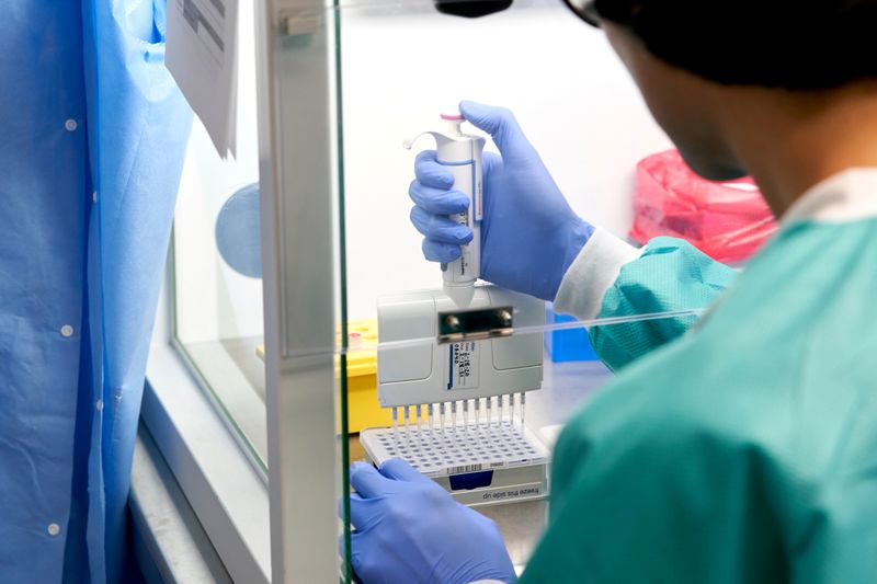 FILE PHOTO: RealTime Laboratories testing samples for the coronavirus disease