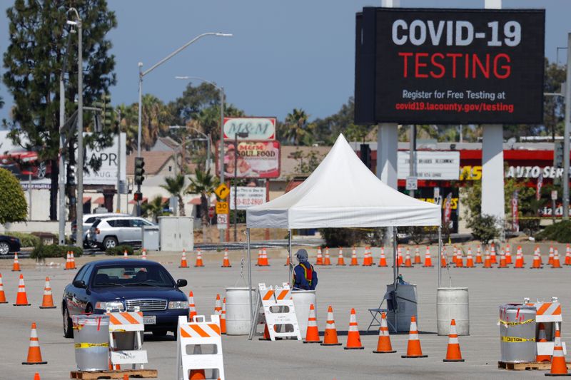 Drive-through coronavirus testing center in California