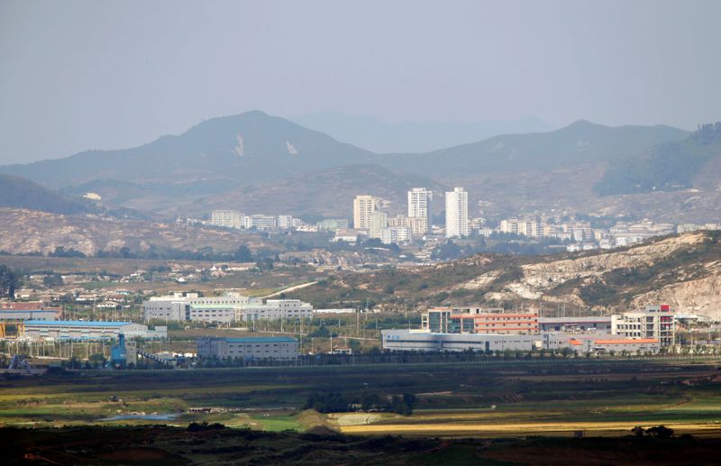 FILE PHOTO: Kaesong city is seen behind the inter-Korean Kaesong