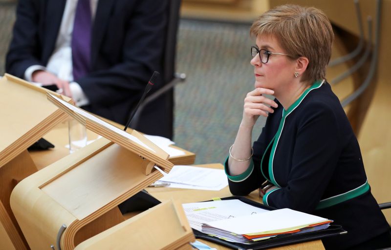 Scotland’s First Minister Sturgeon answers questions in Scottish Parliament