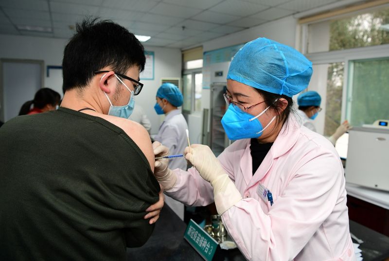 Medical worker administers a dose of COVID-19 vaccine in Hefei