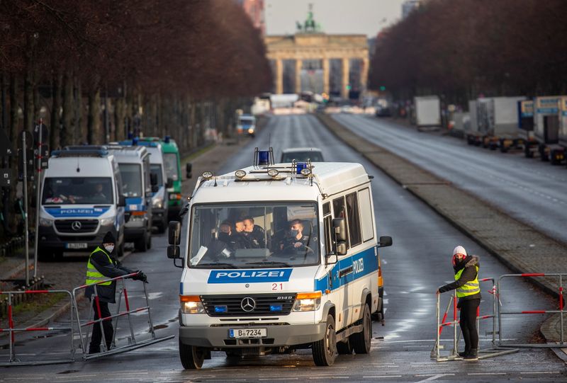 Blocked boulevard in Berlin