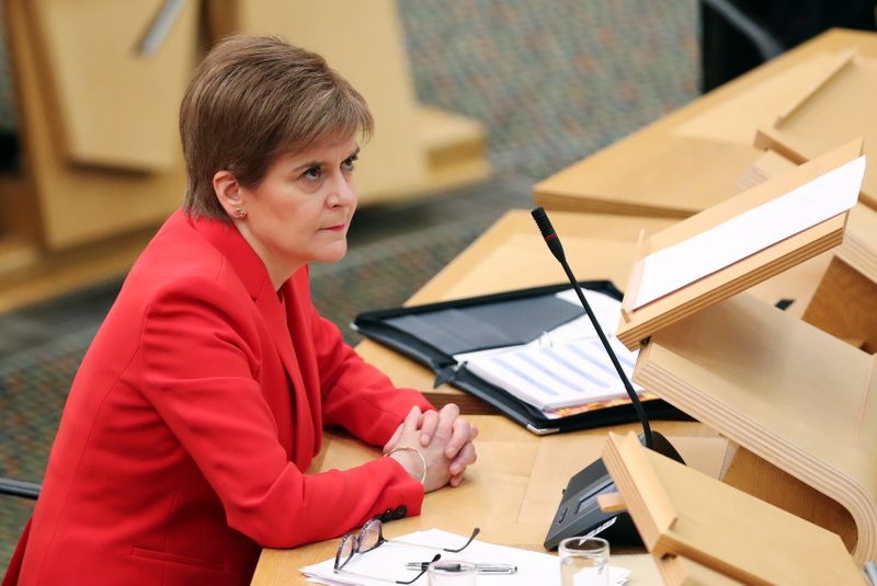 Scottish First Minister Sturgeon speaks at parliament in Edinburgh