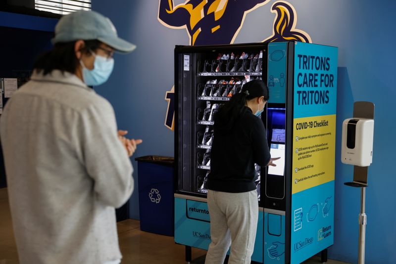 Self testing COVID-19 vending machines on campus at UC San