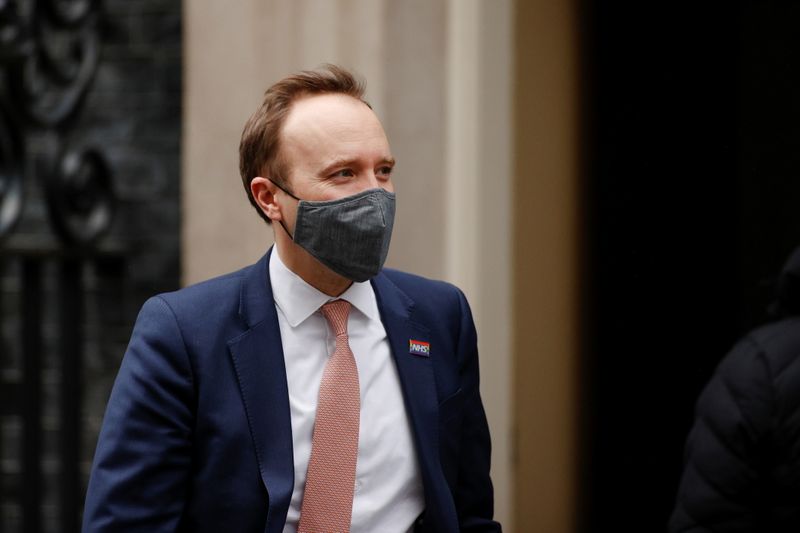 Britain’s Health Secretary Hancock leaves Downing Street