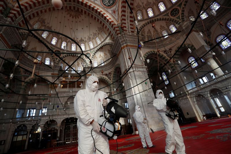 Disinfection of Fatih Mosque in Istanbul