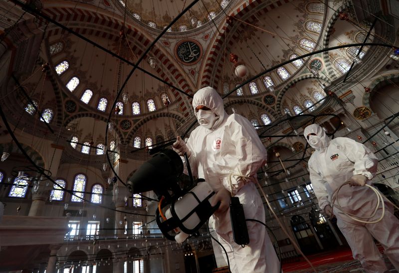 Disinfection of Fatih Mosque in Istanbul