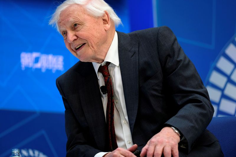 FILE PHOTO: David Attenborough sits for an interview with IMF