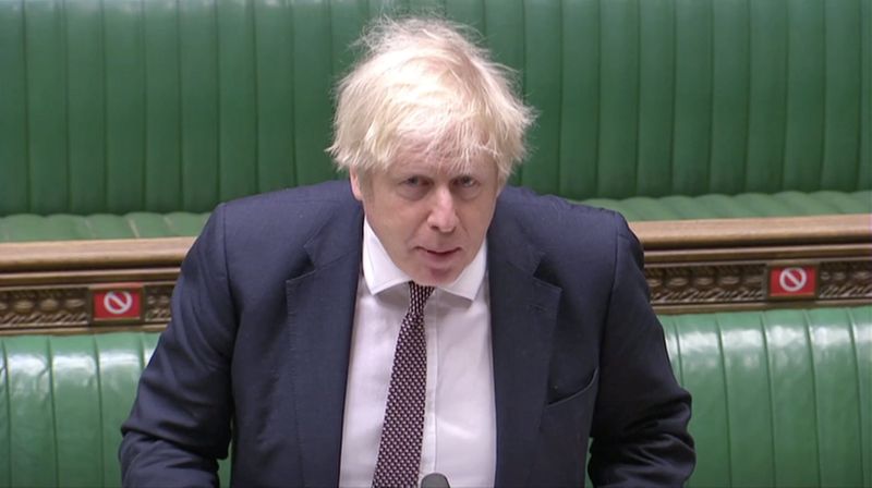 British PM Johnson takes questions at parliament in London
