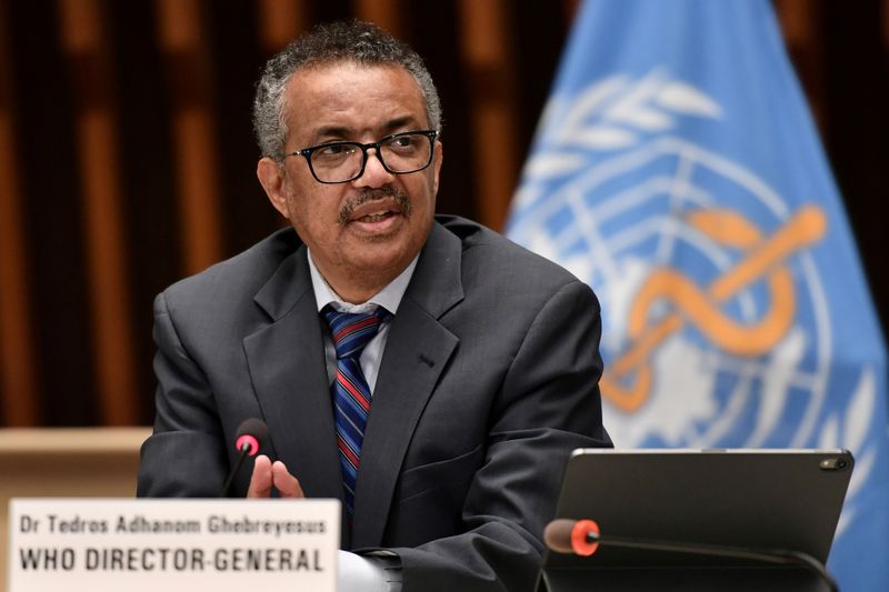 World Health Organization Director-General Tedros Adhanom Ghebreyesus attends a news