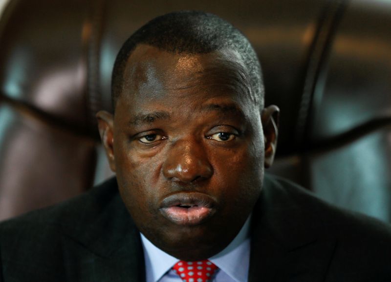 Minister of Foreign Affairs Sibusiso Moyo speaks to Reuters at