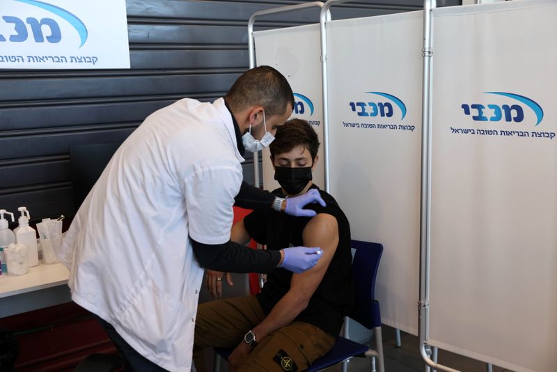FILE PHOTO: Israeli teens get COVID-19 vaccine