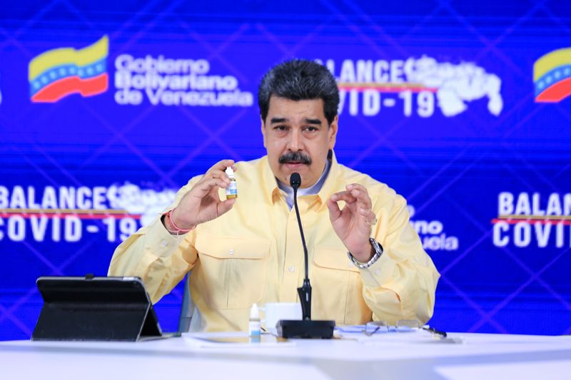 Venezuela’s President Nicolas Maduro speaks during an announcement promoting what