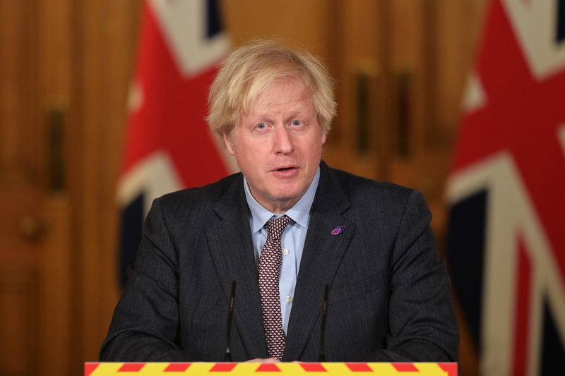 Britain’s PM Johnson holds virtual coronavirus briefing in London