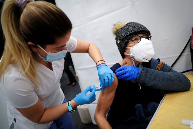 FILE PHOTO: SOMOS Community Care administers Moderna COVID-19 Vaccine at