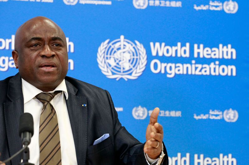 Guinea’s Minister of Health Lamah speaks during WHO Virtual Press