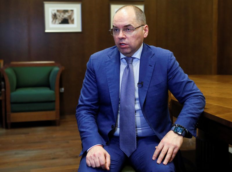 Ukrainian Health Minister Stepanov speaks during an interview in Kyiv