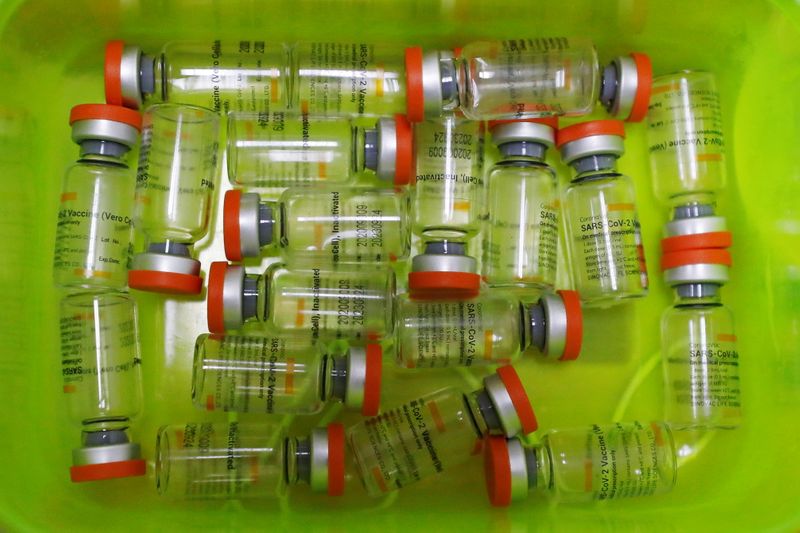 Bottles of the Sinovac vaccine are seen at a hospital